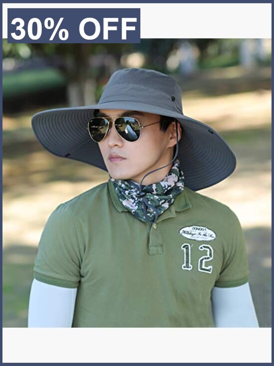 Wide Brim Sun Hat Bucket Safari Fishing Hiking Adjustable Drawstring Foldable main image 2